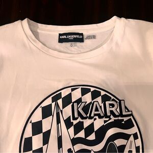 Karl Lagerfeld White and Black Surfer Graphic Tee